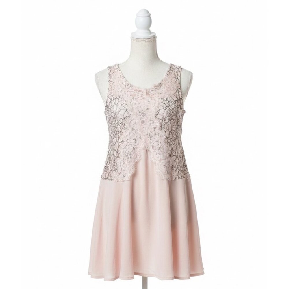 NWT Pale Pink Lace Trim Mini Dress Tunic | Coquette Boho Coastal Cowgirl Fairy S - Picture 2 of 9